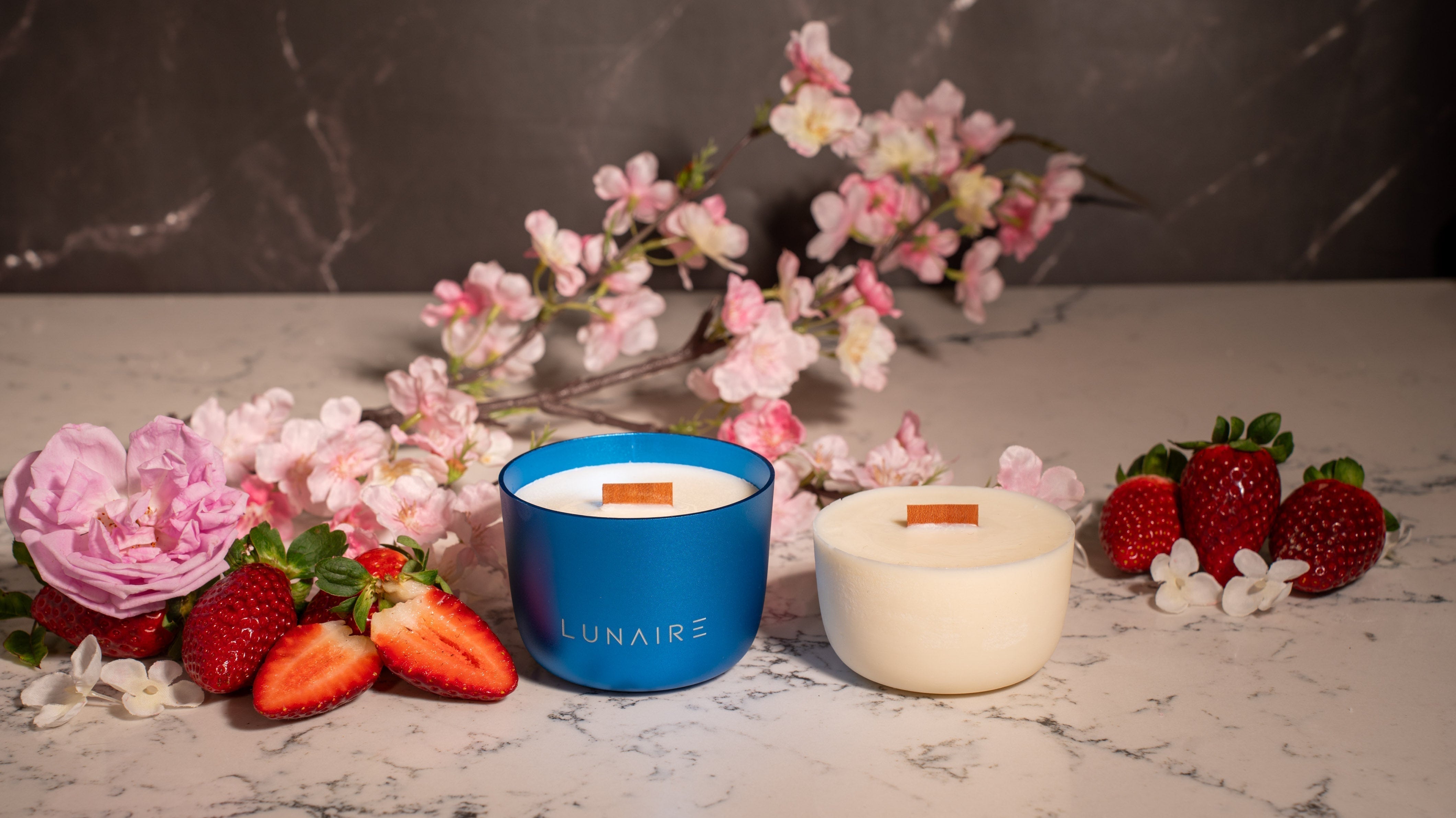 Scented Soy Candle. Cherry Blossom and Strawberry. Psychology of Scent