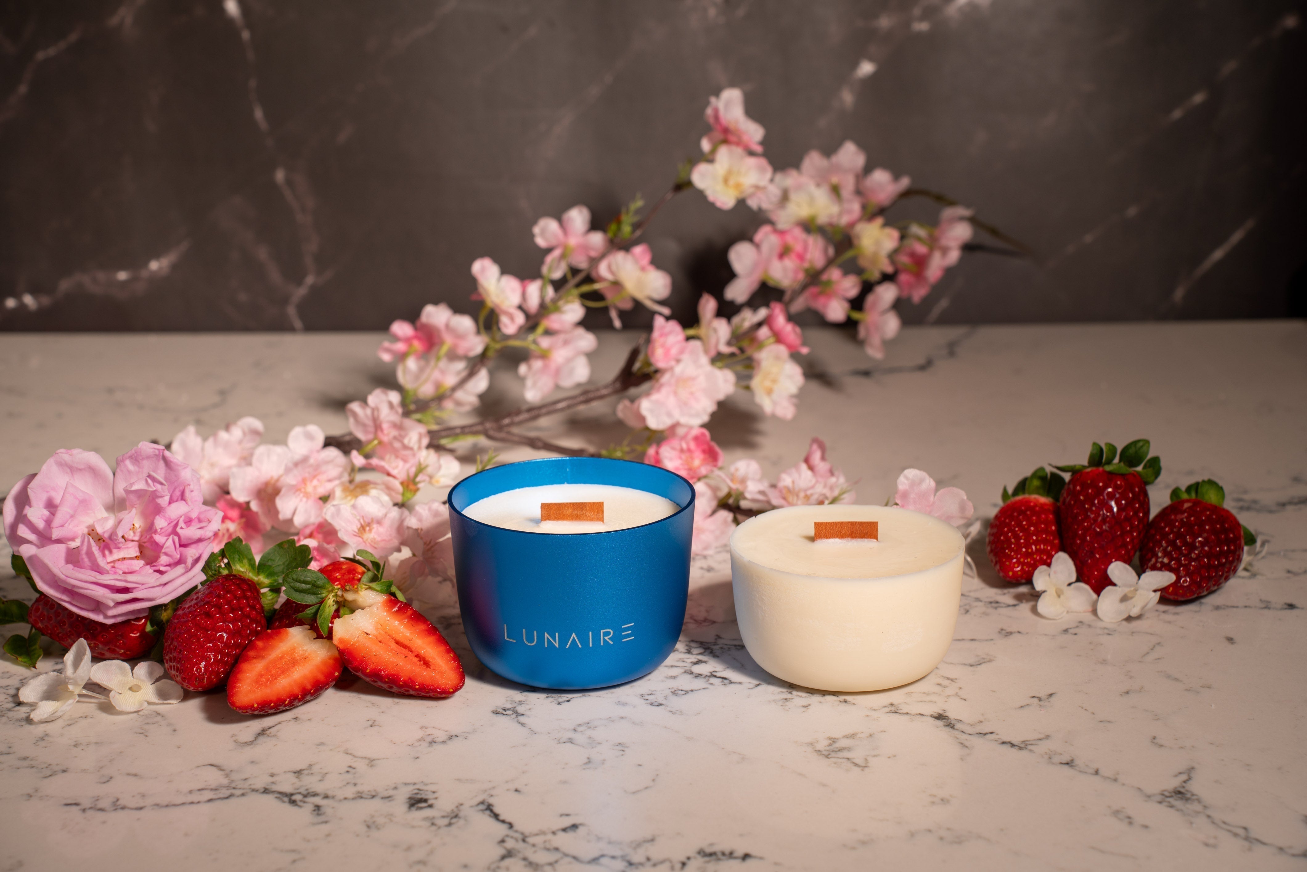 Scented Soy Candle. Cherry Blossom and Strawberry. Psychology of Scent