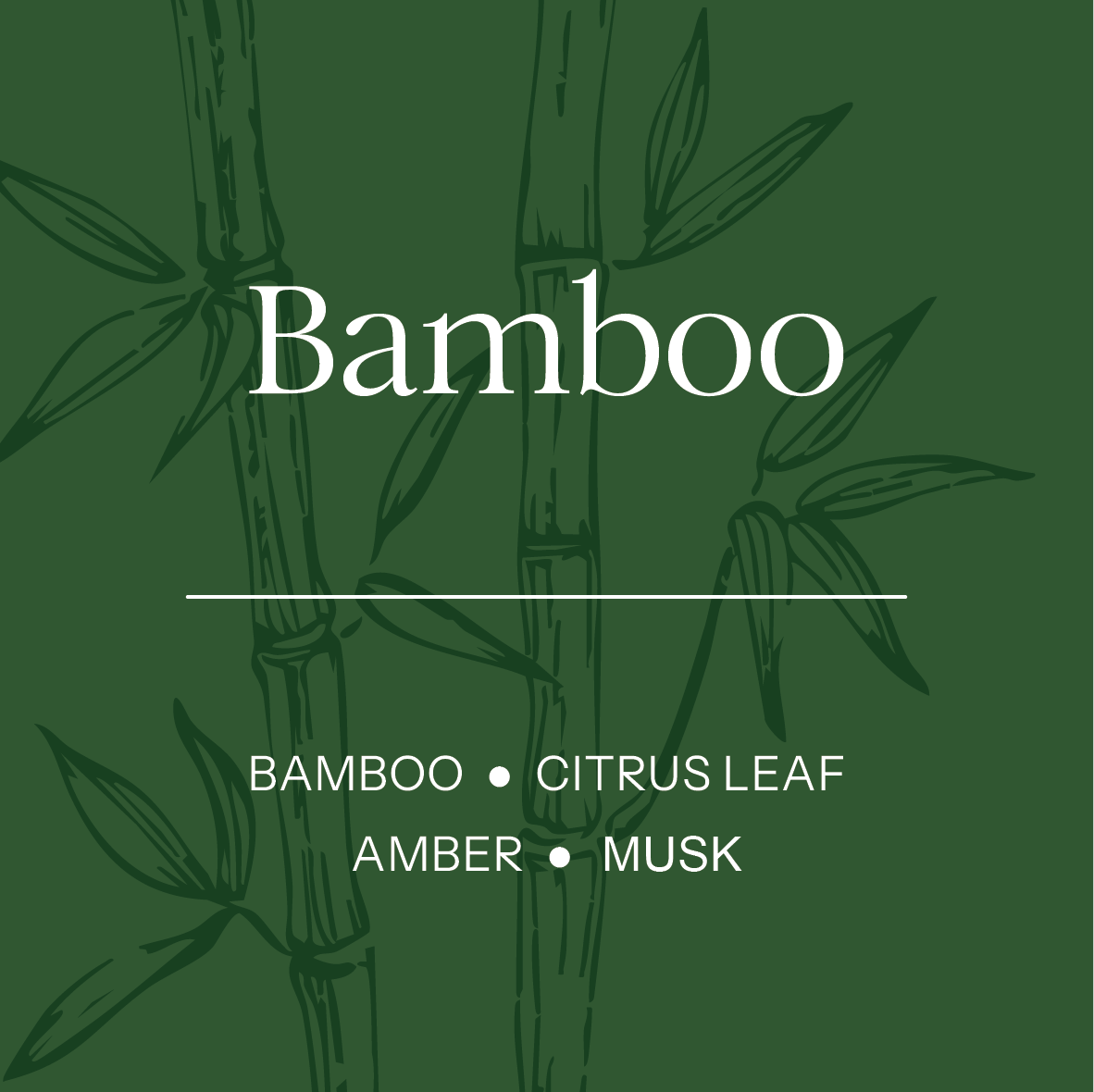 Bamboo illustration with product description on a green background