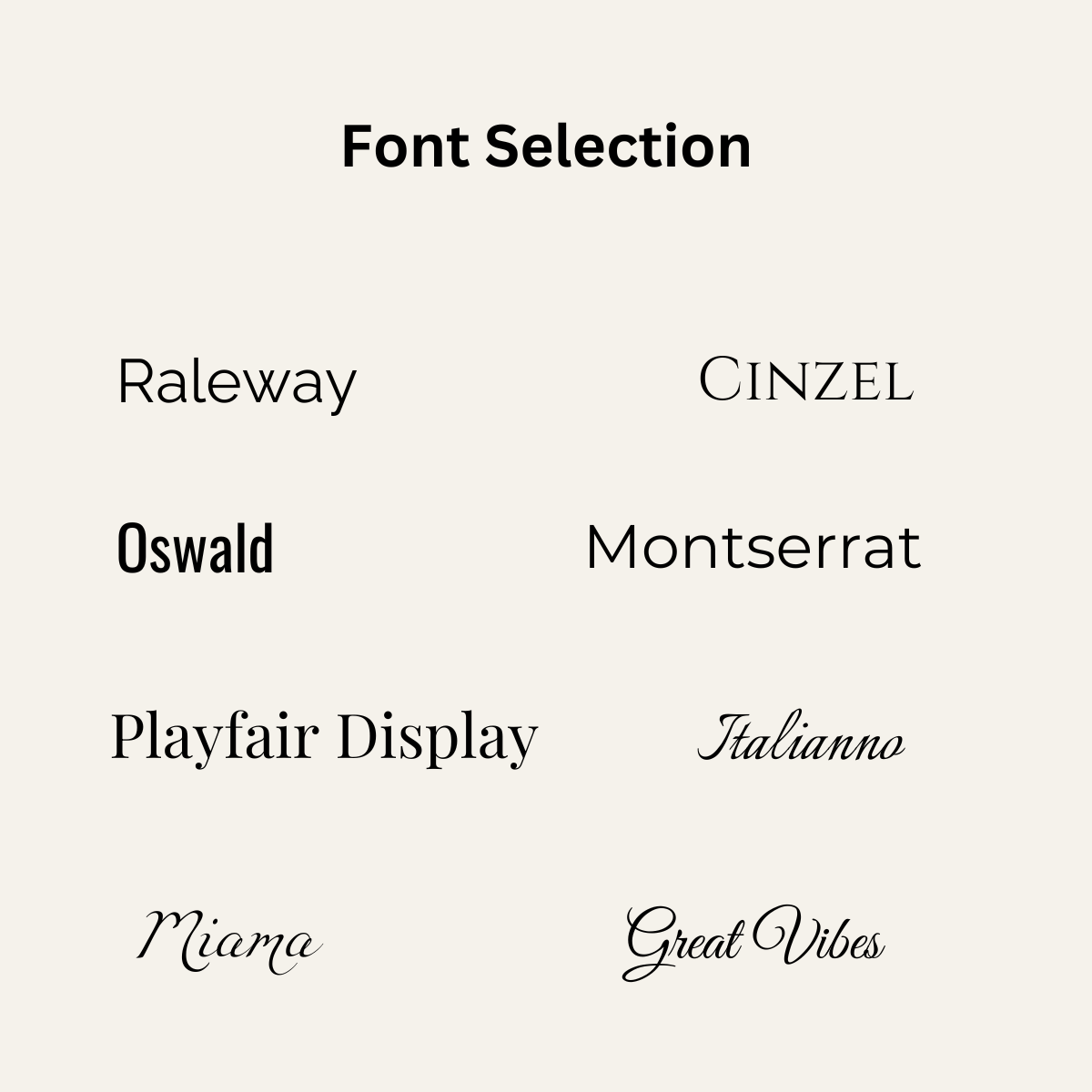 Personalised Candle Font Options