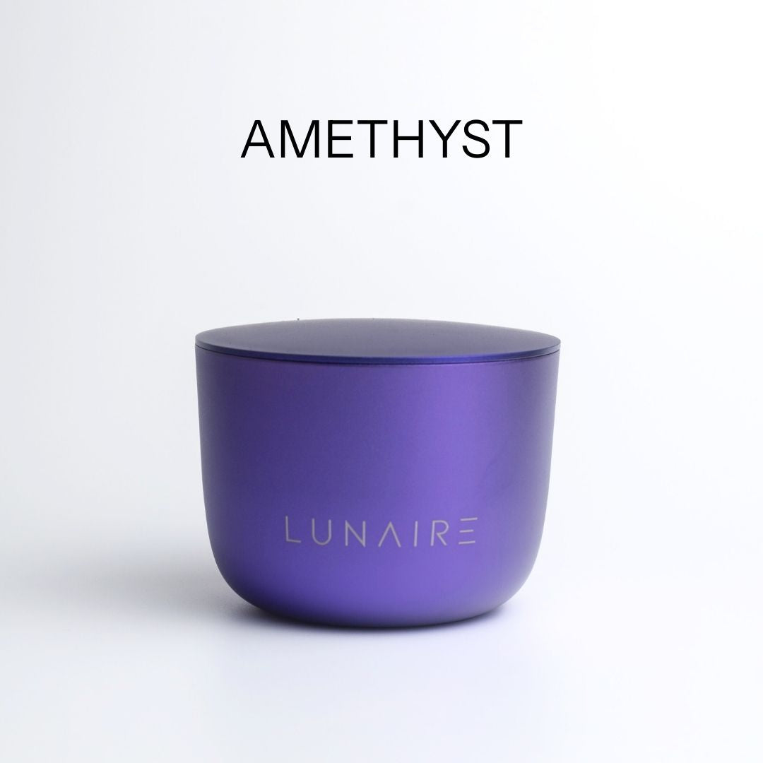 Purple Forever Candle with 'LUNAIRE' branding on a white background