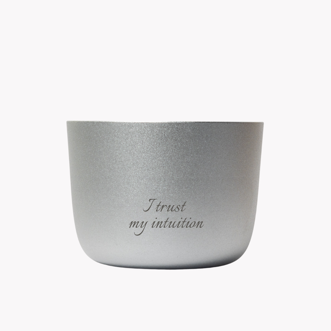 Silver Forever Jar Candle with engraving I trust my intuition