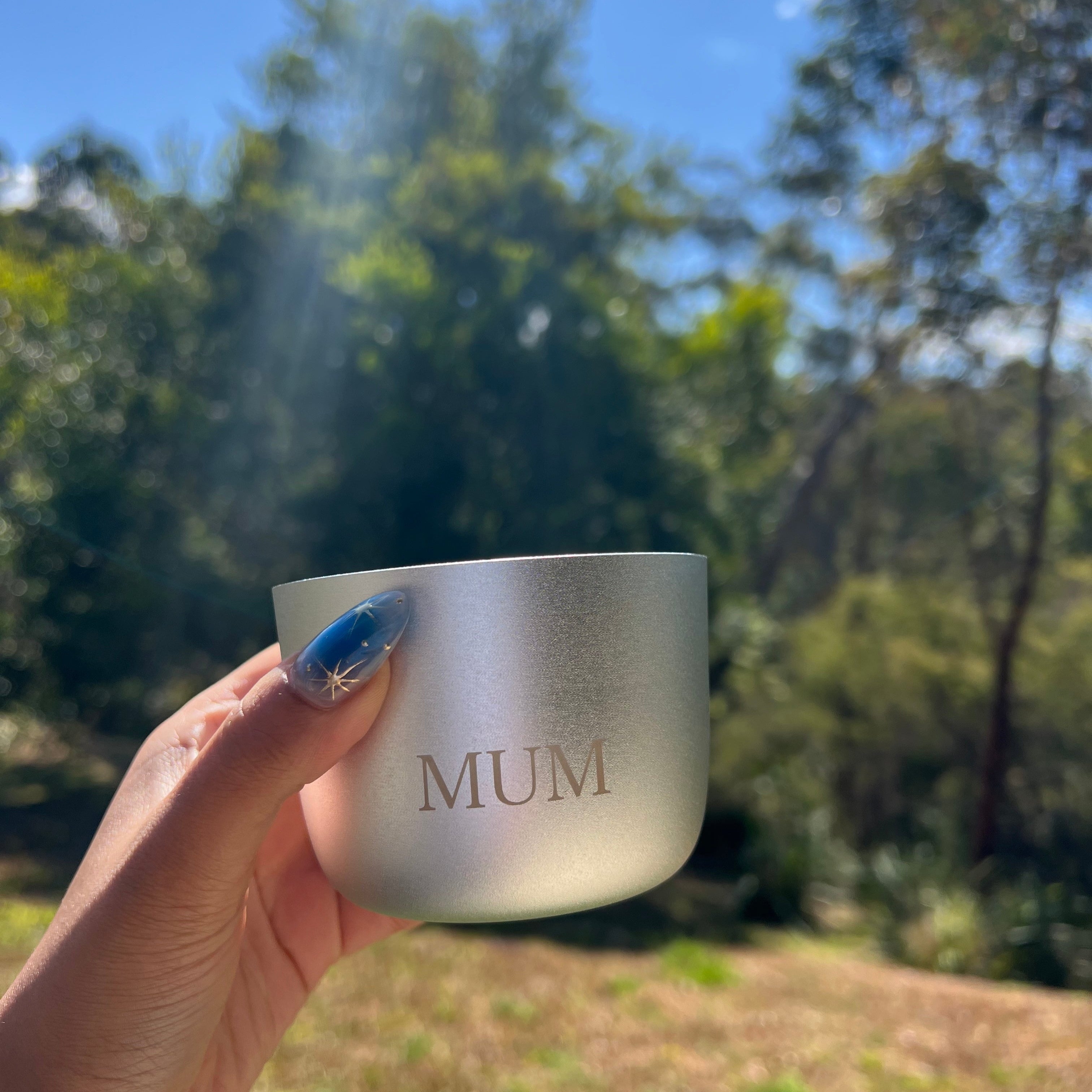 Silver Candle With Mum Engraved