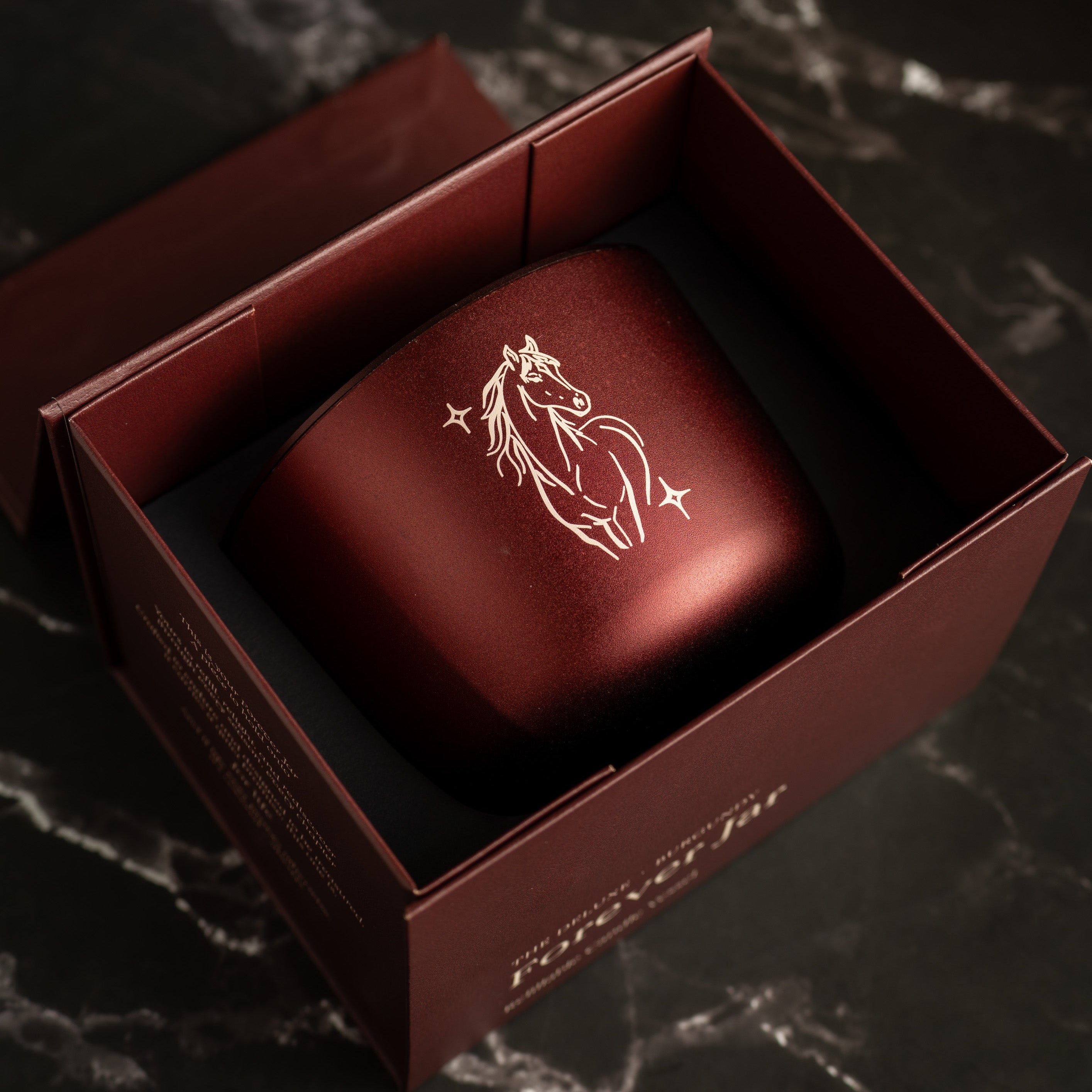 Burgundy Lunar New Year Edition Candle with Horse Engraving in Gift box
