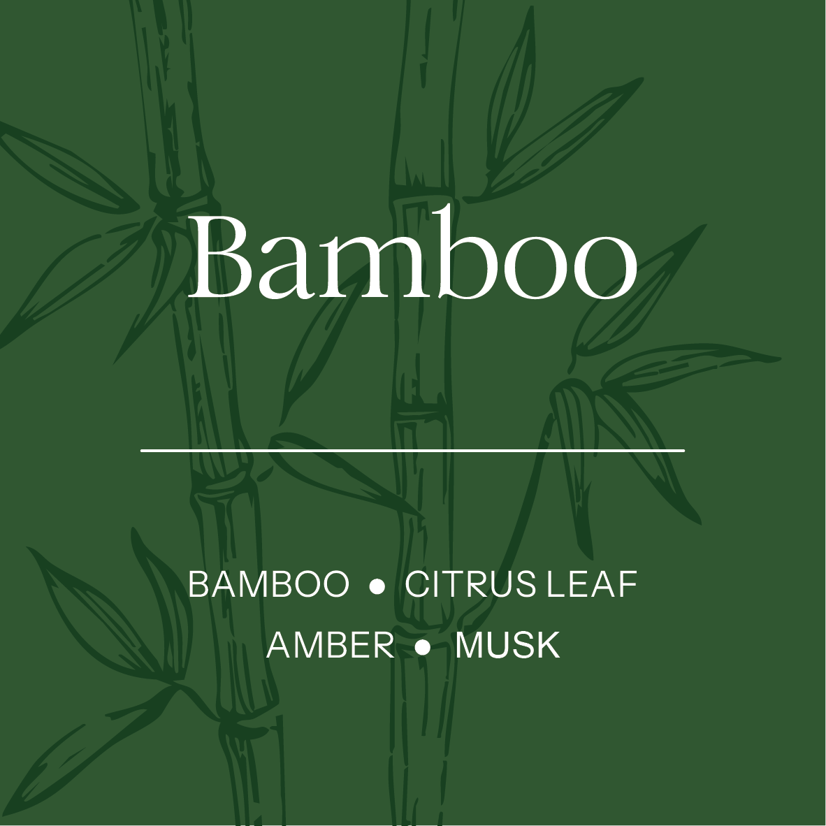 Bamboo illustration with product description on a green background