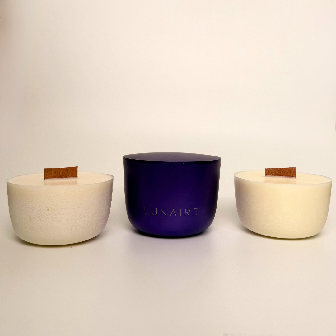 aluminium forever jar amethyst and two soy candle refills