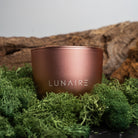 Rose Gold Candle Jar on moss 