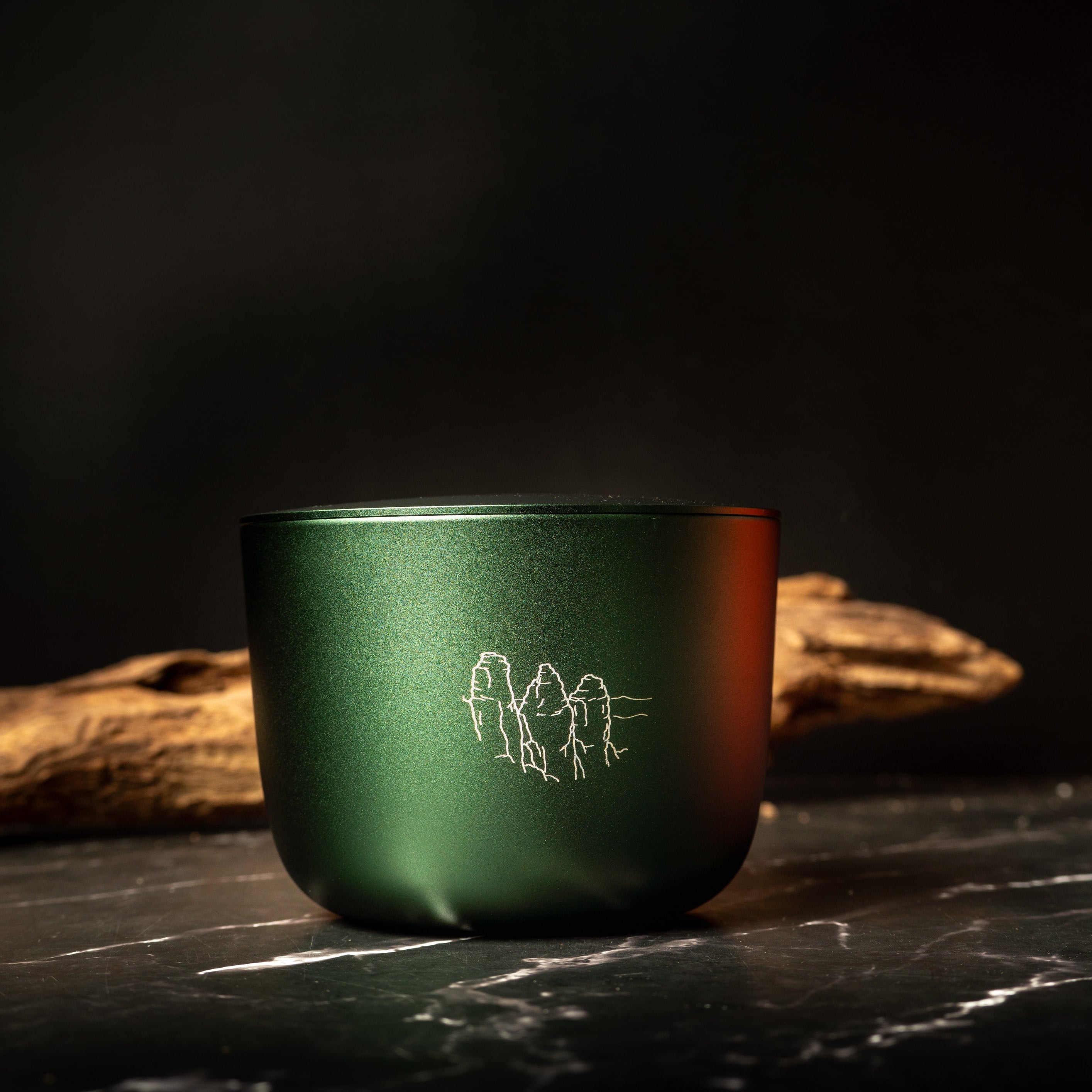 Limited edition Lunaire Forever Jar engraved with Three Sisters line art, Blue Mountains